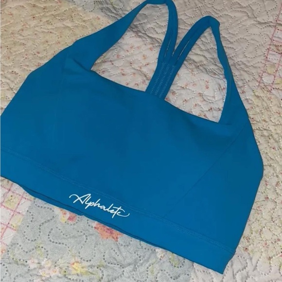 Alphalete kinetic open back sports bra in blue - Picture 7 of 14